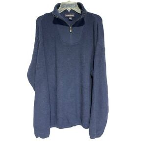Lawton Harbor Merino Wool Made In Italy Navy Blue Half-Zip Knit Sweater Mens M